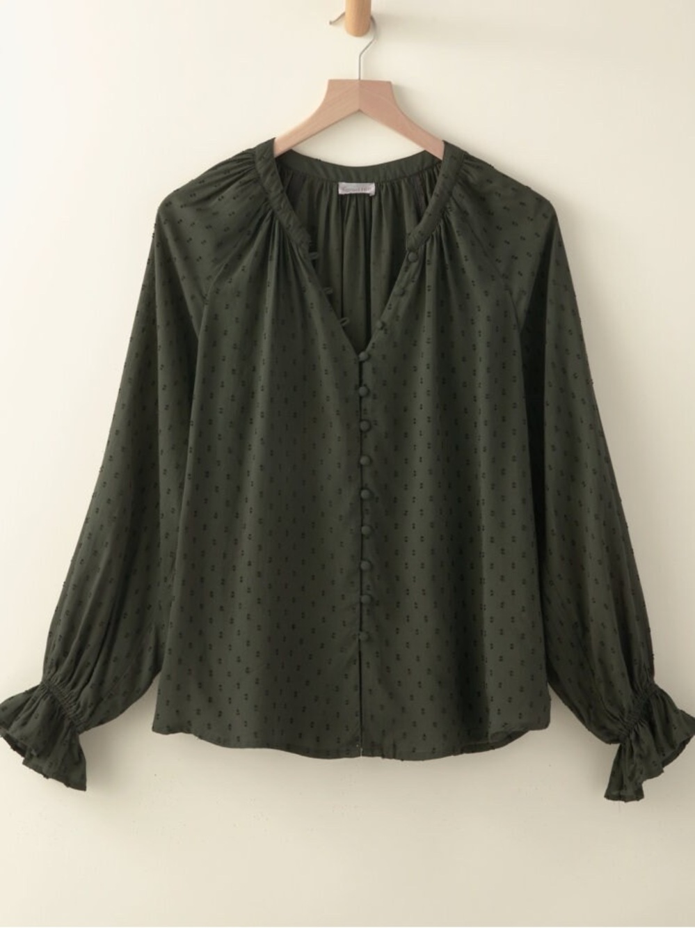Garnet Hill | Swiss Dot Poet Blouse | Size Medium